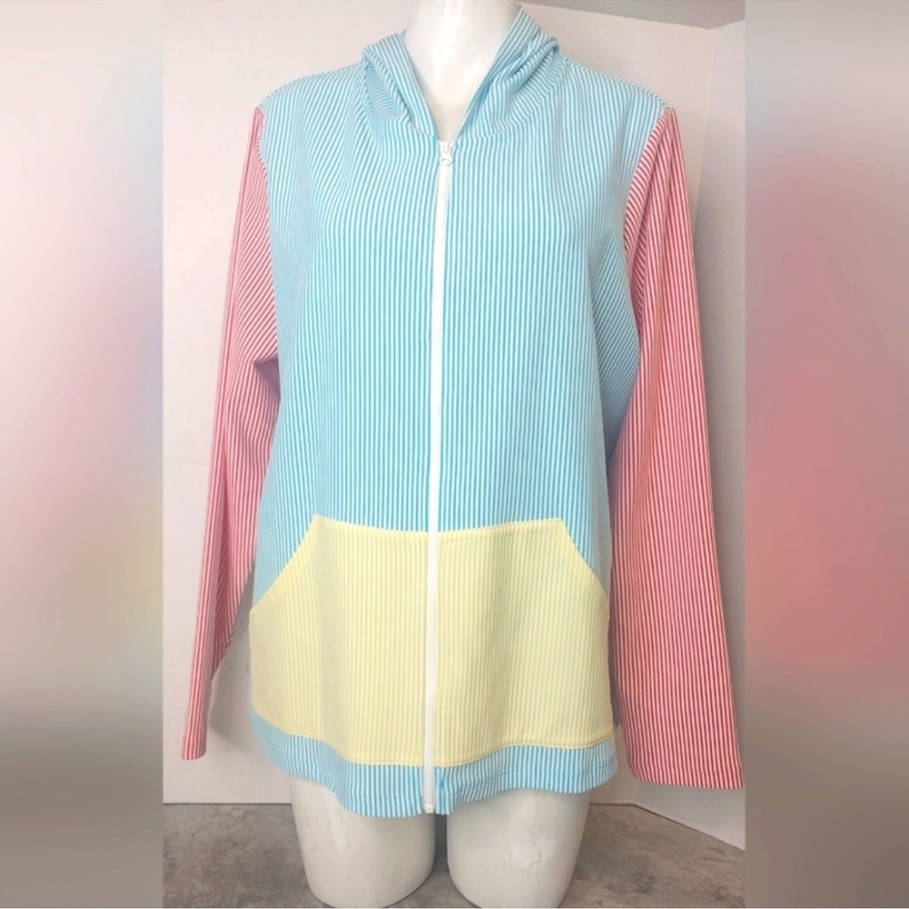 Lands’ Ends Colorful Striped Women's Jacket Size 1X Like New